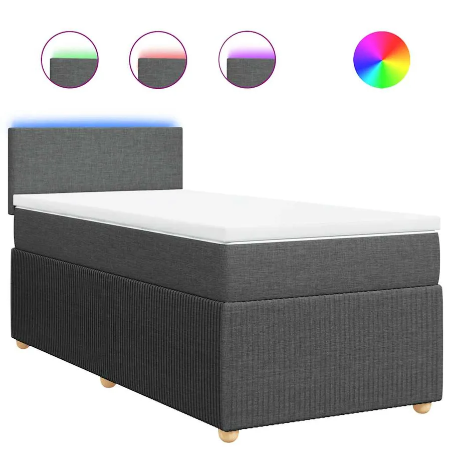 Sommier à lattes de lit et matelas Gris foncé 90x190 cm Tissu - 2