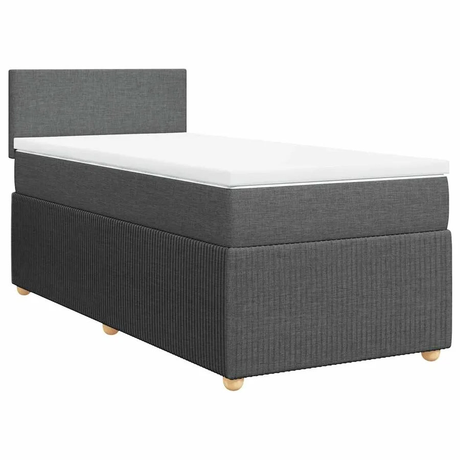 Sommier à lattes de lit et matelas Gris foncé 90x190 cm Tissu - 3