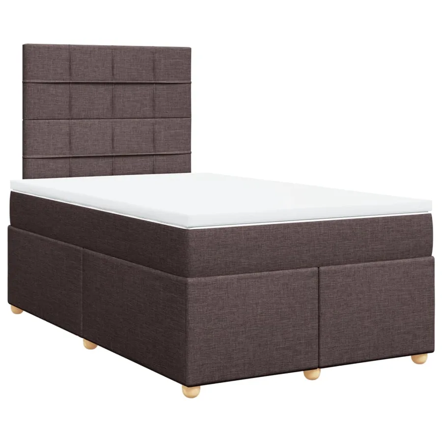Sommier à lattes de lit et matelas marron foncé 120x190cm tissu - 3