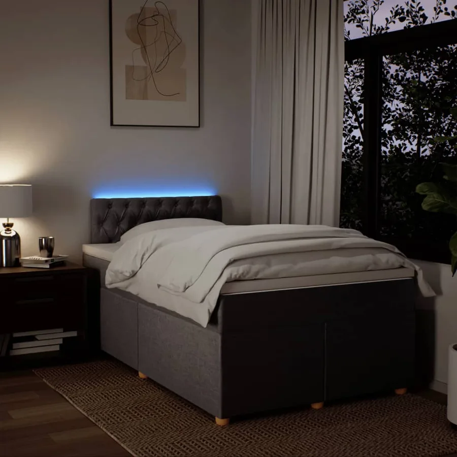 Sommier à lattes de lit avec matelas Taupe 120x200 cm Tissu - 5