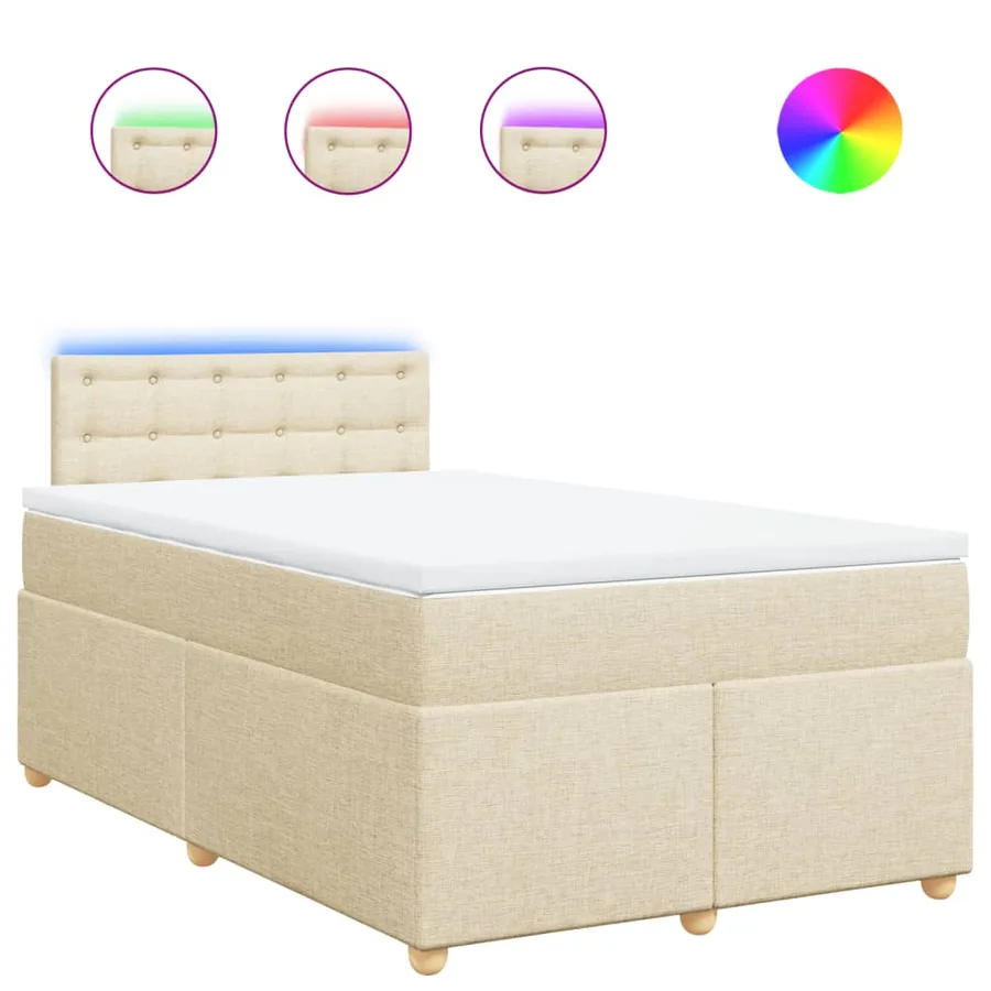 Sommier à lattes de lit avec matelas Crème 120x200 cm Tissu - 2