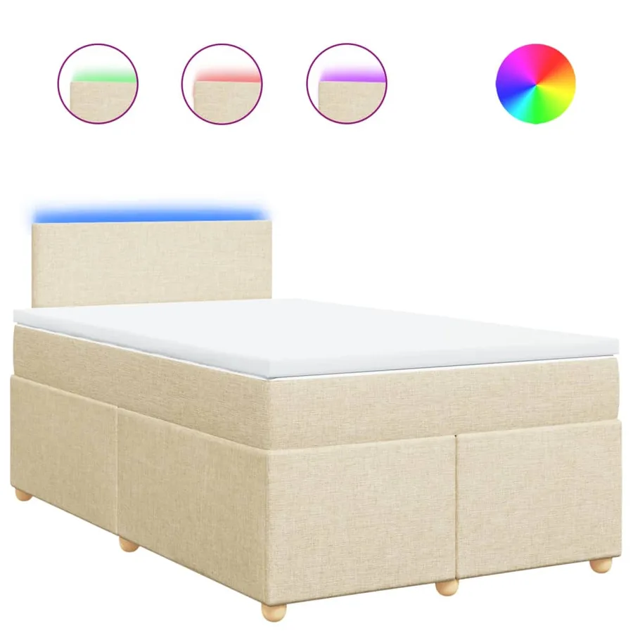 Sommier à lattes de lit avec matelas Crème 120x200 cm Tissu - 2