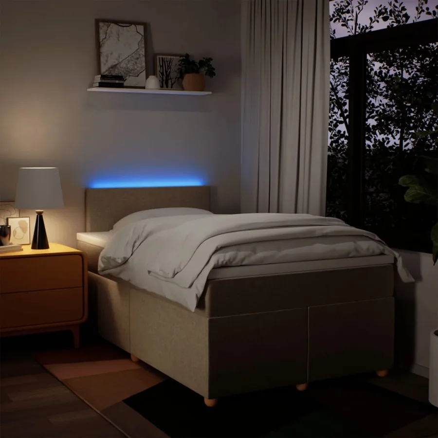 Sommier à lattes de lit avec matelas Crème 120x200 cm Tissu - 5