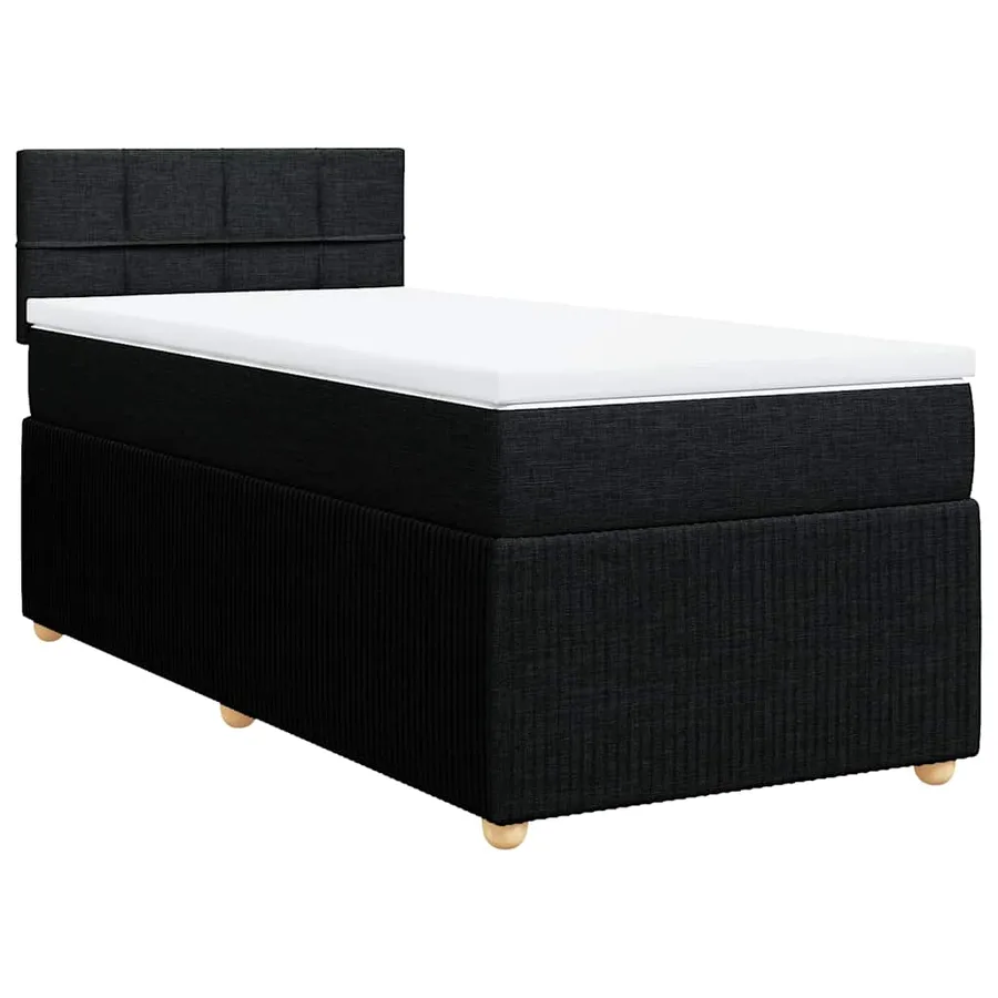 Sommier à lattes de lit avec matelas Noir 90x190 cm Tissu - 3