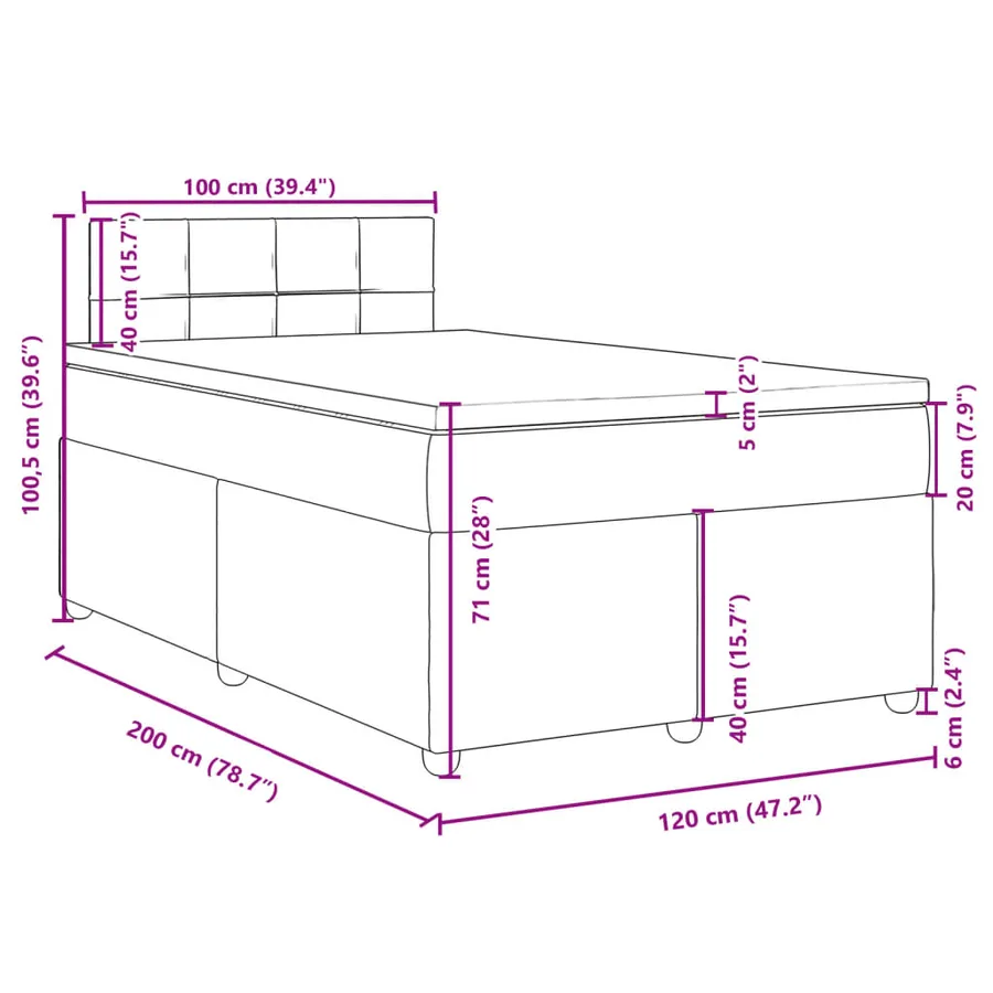 Sommier à lattes de lit avec matelas Taupe 120x200 cm Tissu - 18