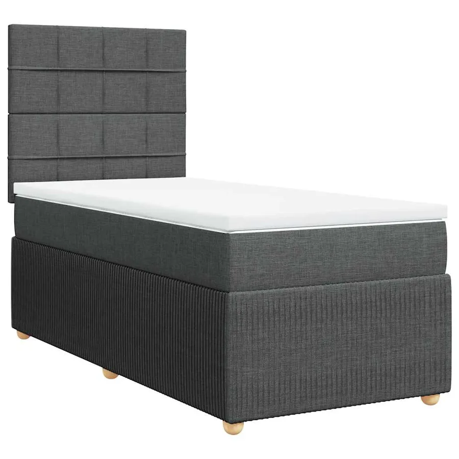 Sommier à lattes de lit et matelas Gris foncé 90x190 cm Tissu - 2
