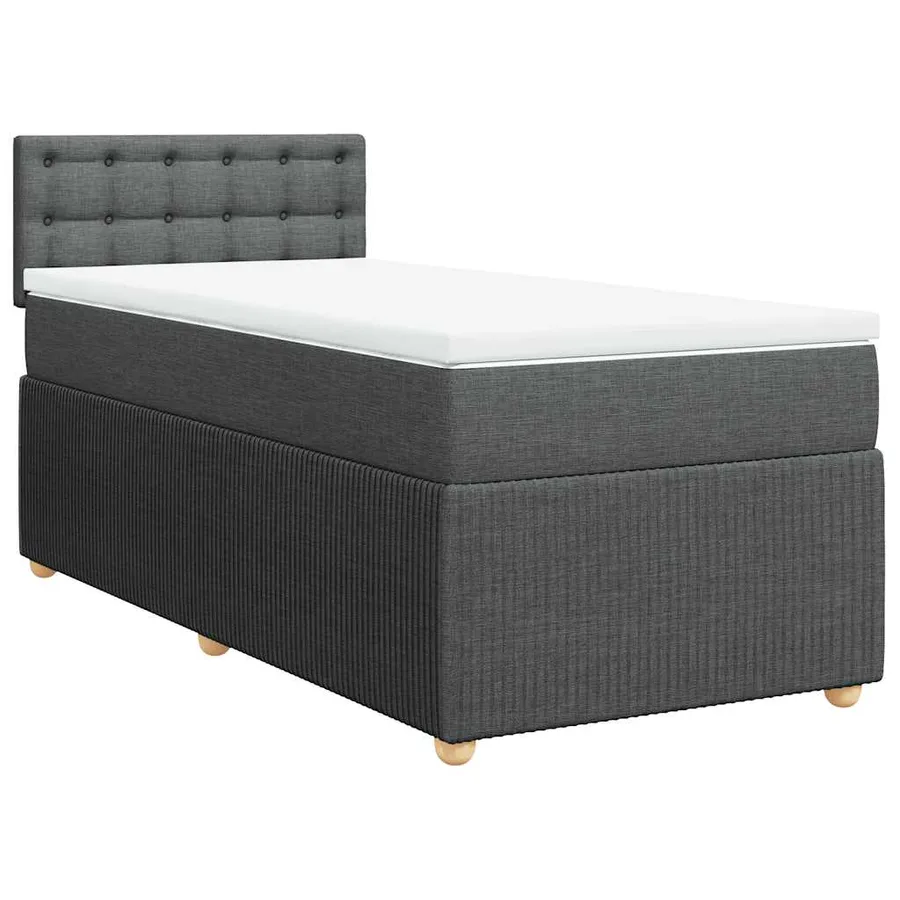 Sommier à lattes de lit et matelas Gris foncé 90x190 cm Tissu - 2