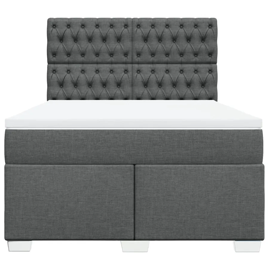 Sommier à lattes de lit avec matelas Gris foncé 140x190cm Tissu - 4