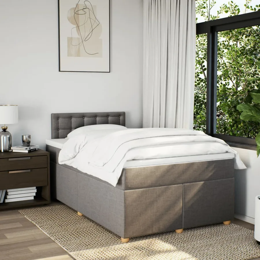 Sommier à lattes de lit avec matelas Taupe 120x200 cm Tissu - 3