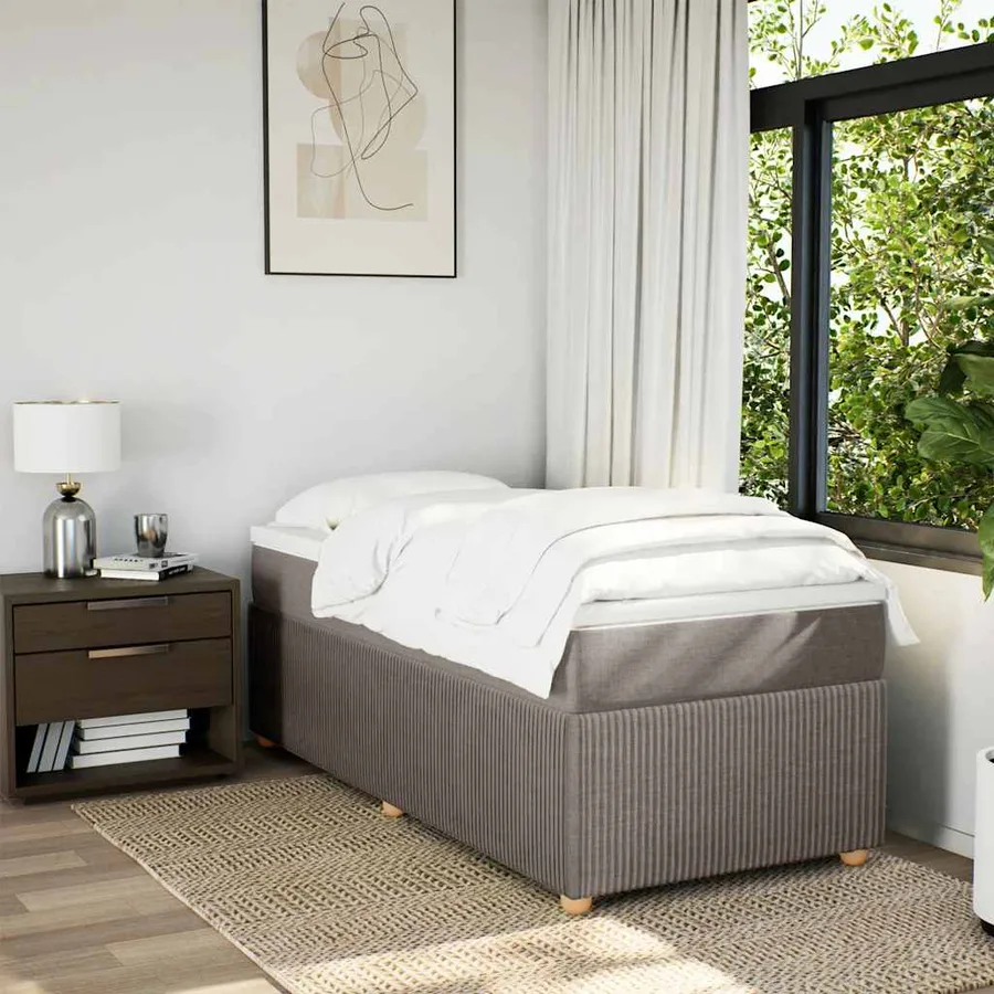 Sommier à lattes de lit avec matelas Taupe 90x190 cm Tissu - 3