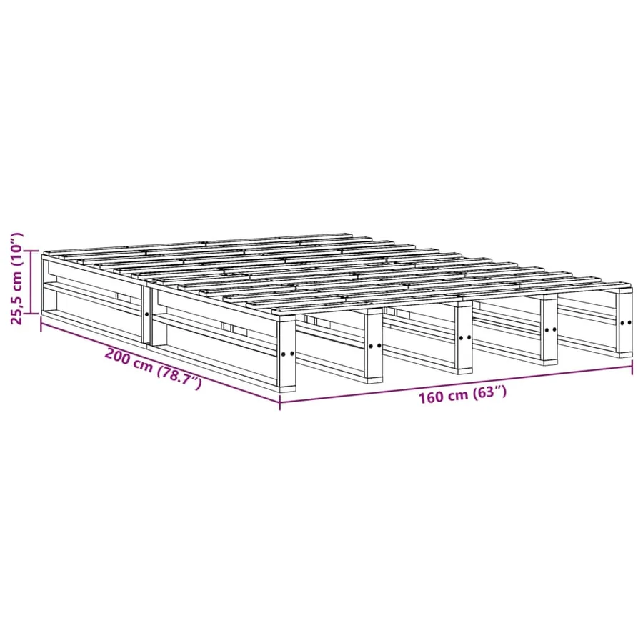 Cadre de lit sans matelas 160x200 cm bois massif de pin - 9