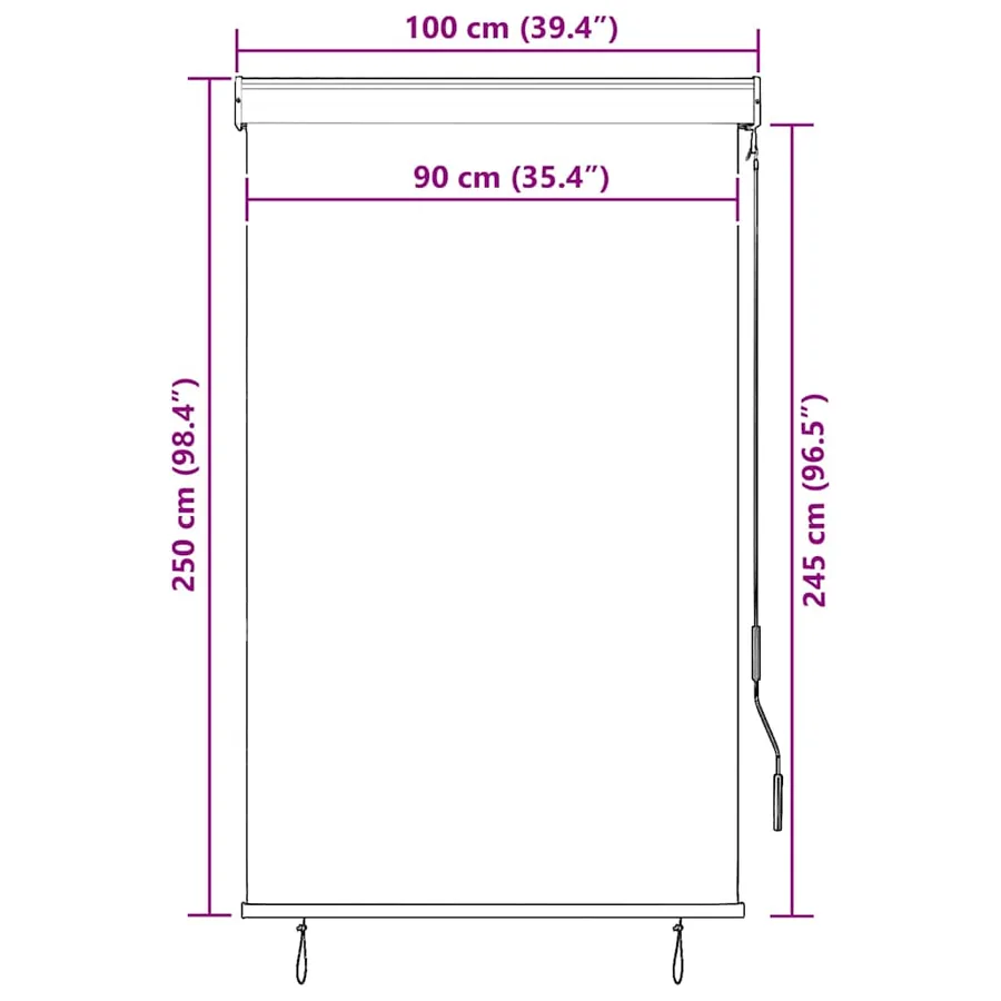 Store roulant d'extérieur 100x250 cm Orange et marron - 10
