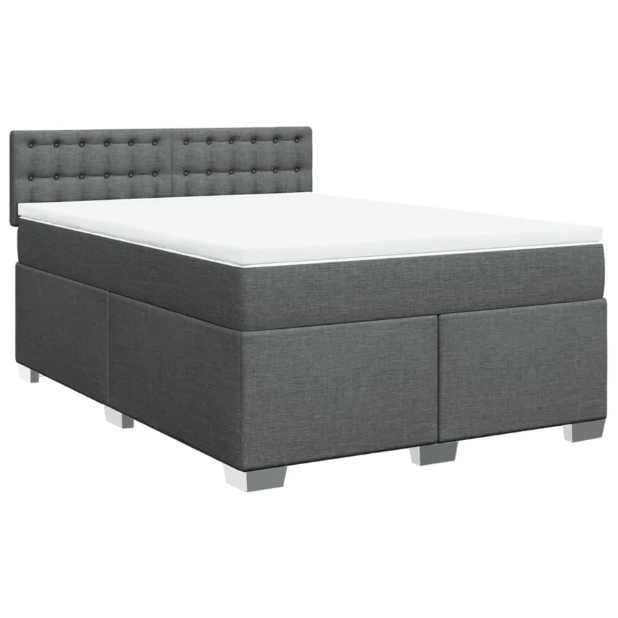 Sommier à lattes de lit avec matelas Gris foncé 140x190cm Tissu - 3