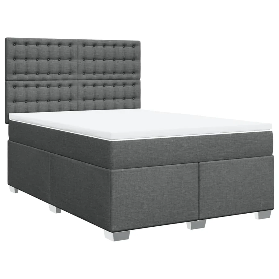 Sommier à lattes de lit avec matelas Gris foncé 140x190cm Tissu - 2