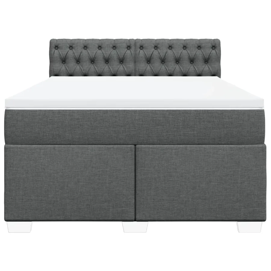 Sommier à lattes de lit avec matelas Gris foncé 140x190cm Tissu - 6