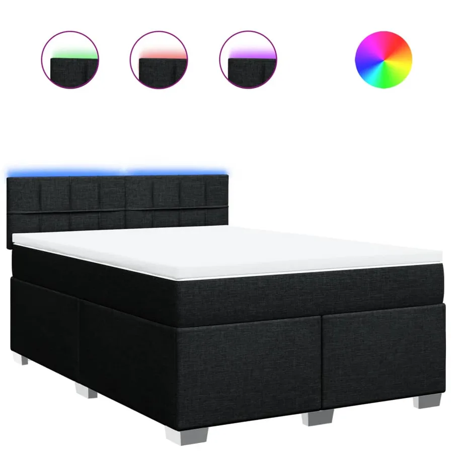 Sommier à lattes de lit avec matelas Noir 140x190 cm Tissu - 2