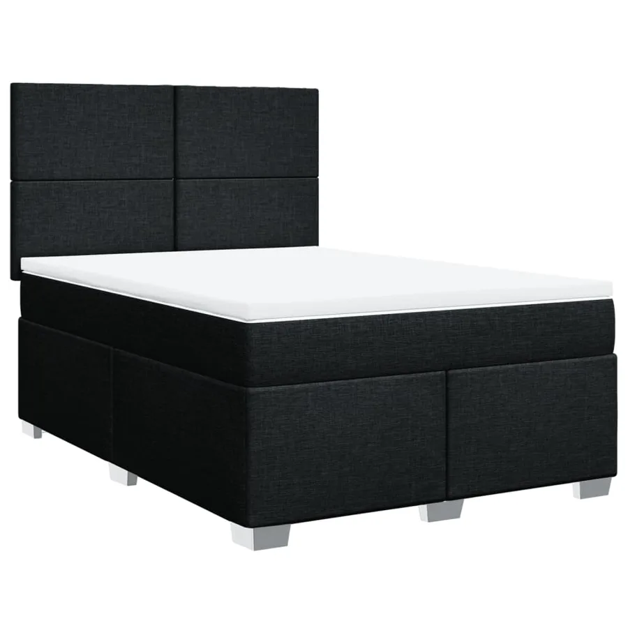 Sommier à lattes de lit avec matelas Noir 140x190 cm Tissu - 3