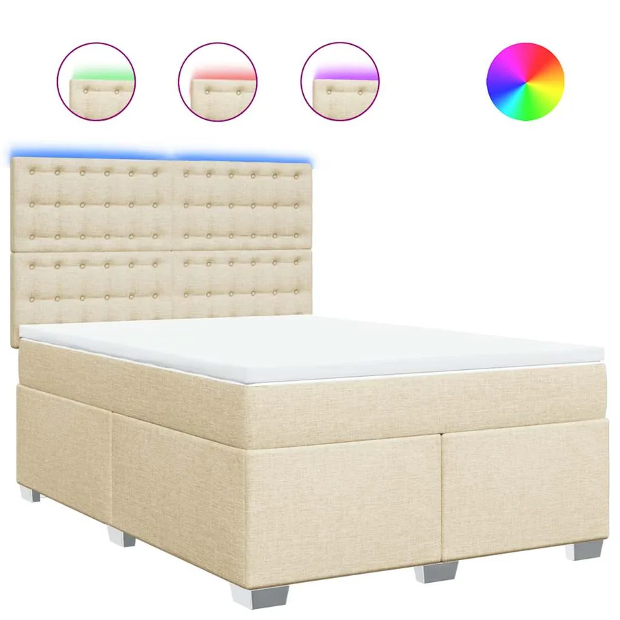 Sommier à lattes de lit avec matelas Crème 140x190 cm Tissu - 2