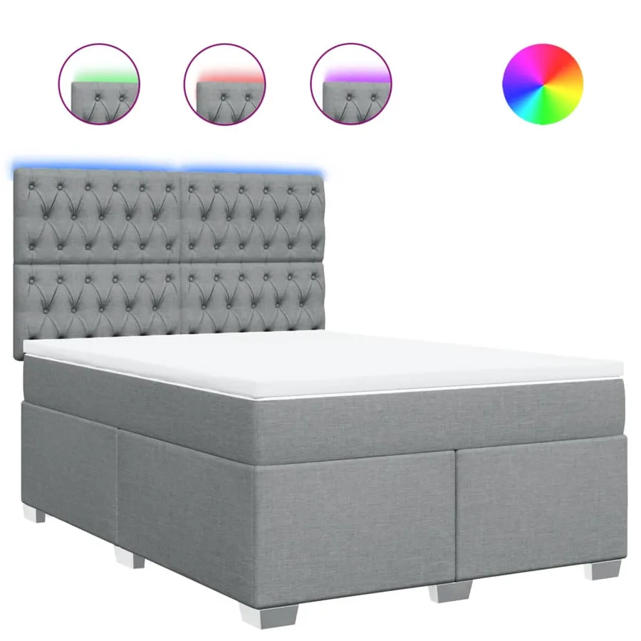 Sommier à lattes de lit avec matelas Gris clair 140x190cm Tissu - 2