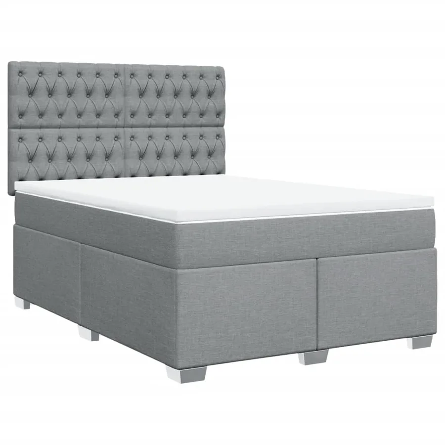 Sommier à lattes de lit avec matelas Gris clair 140x190cm Tissu - 3