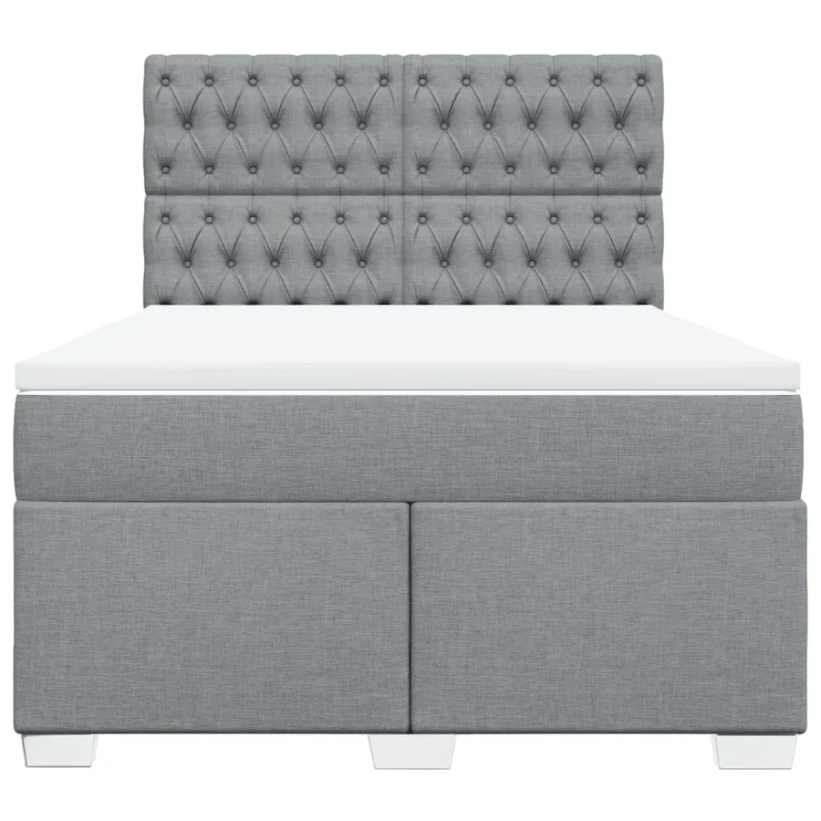Sommier à lattes de lit avec matelas Gris clair 140x190cm Tissu - 6