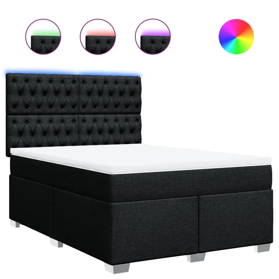 Sommier à lattes de lit avec matelas Noir 140x190 cm Tissu - 2
