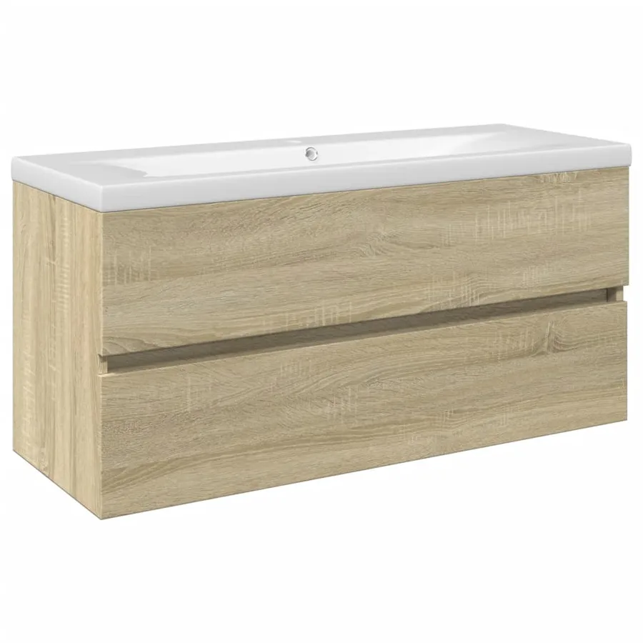 Ensemble de meubles de bain 2pcs céramique et bois d'ingénierie - 2