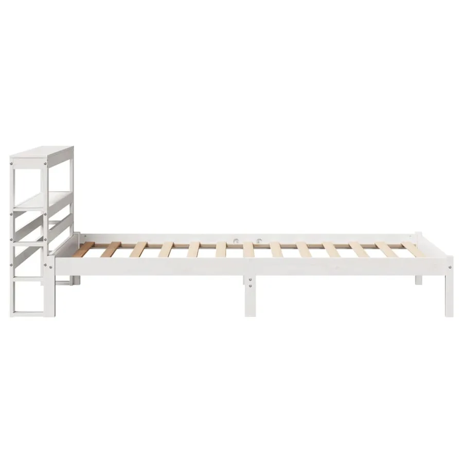 Cadre de lit sans matelas blanc 90x190 cm bois de pin massif - 5