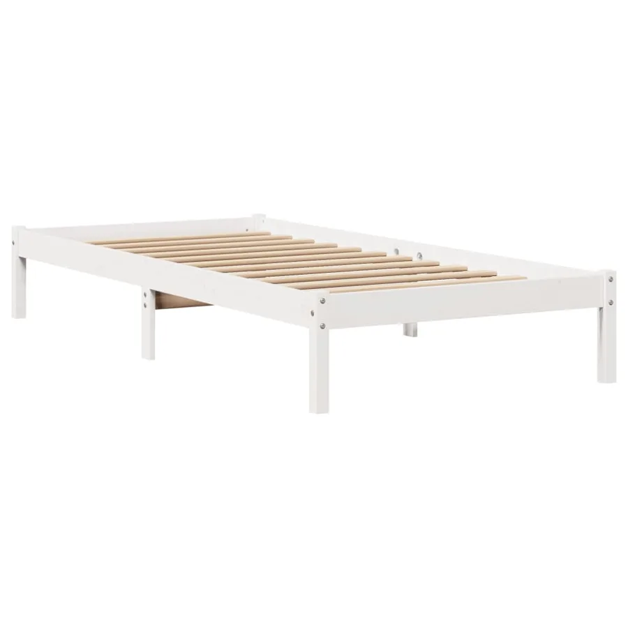 Cadre de lit sans matelas blanc 90x190 cm bois de pin massif - 7