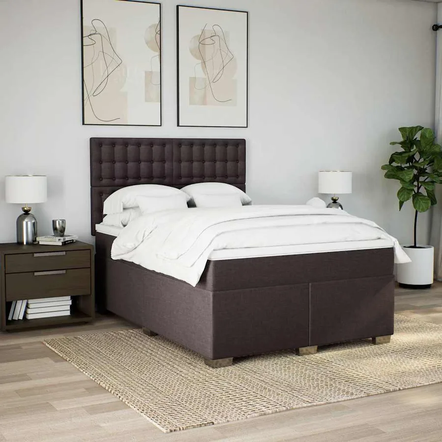 Sommier à lattes de lit avec matelas Marron foncé 140x190 cm - 4
