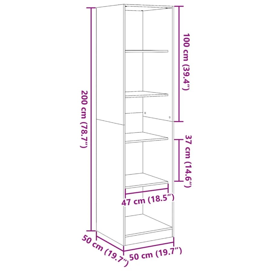 Garde-robe vieux bois 50x50x200 cm bois d'ingénierie - 9