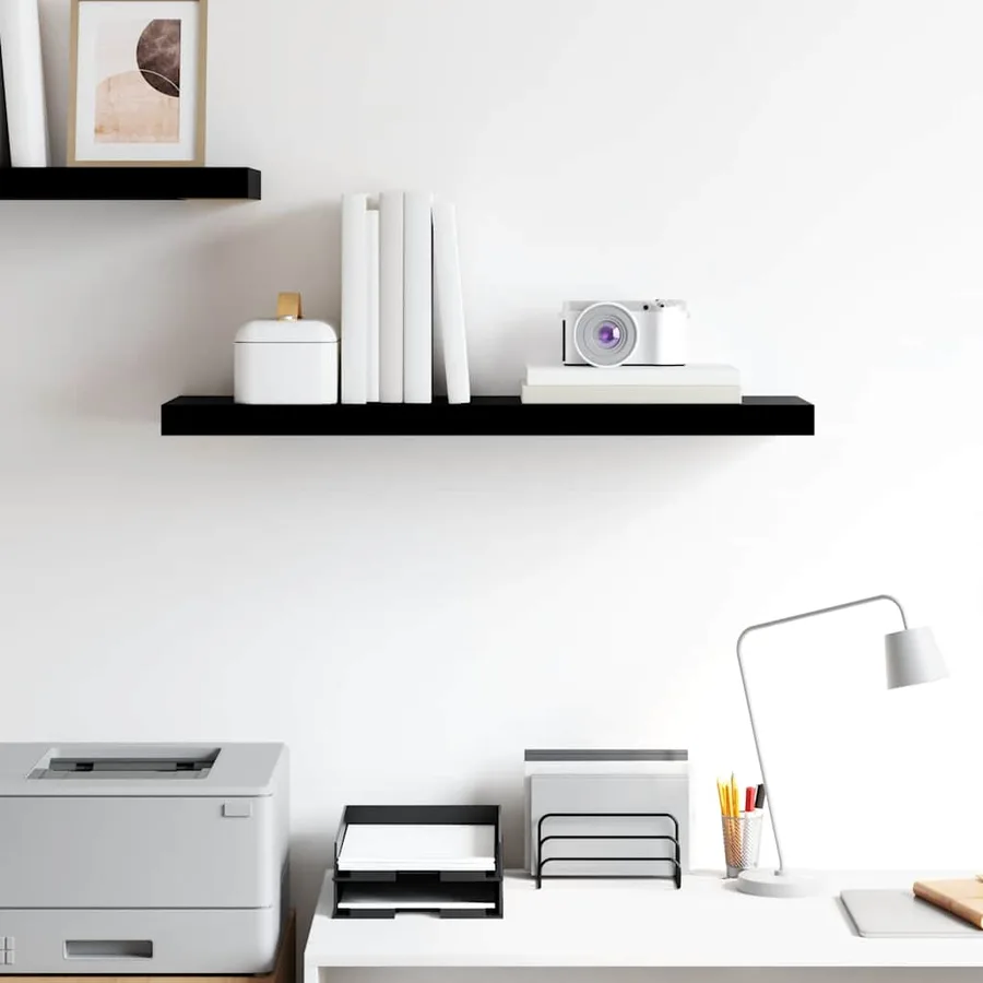 Étagère murale flottante Noir brillant 80x23,5x3,8 cm MDF - 3