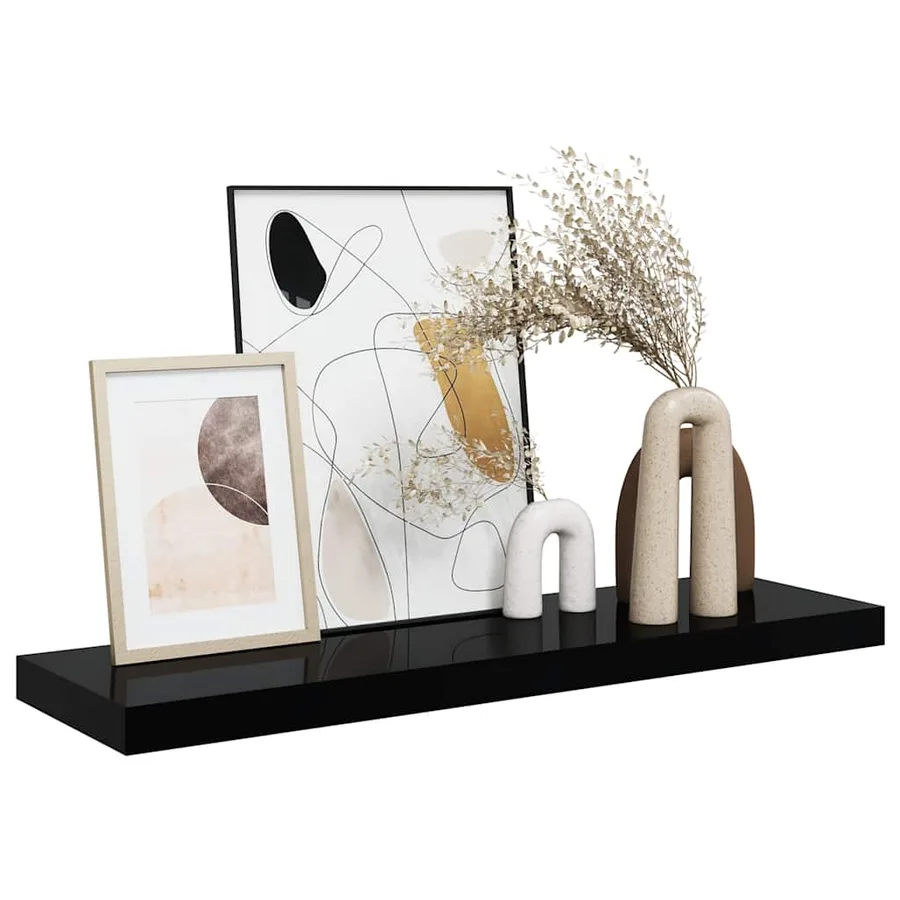 Étagère murale flottante Noir brillant 80x23,5x3,8 cm MDF - 5