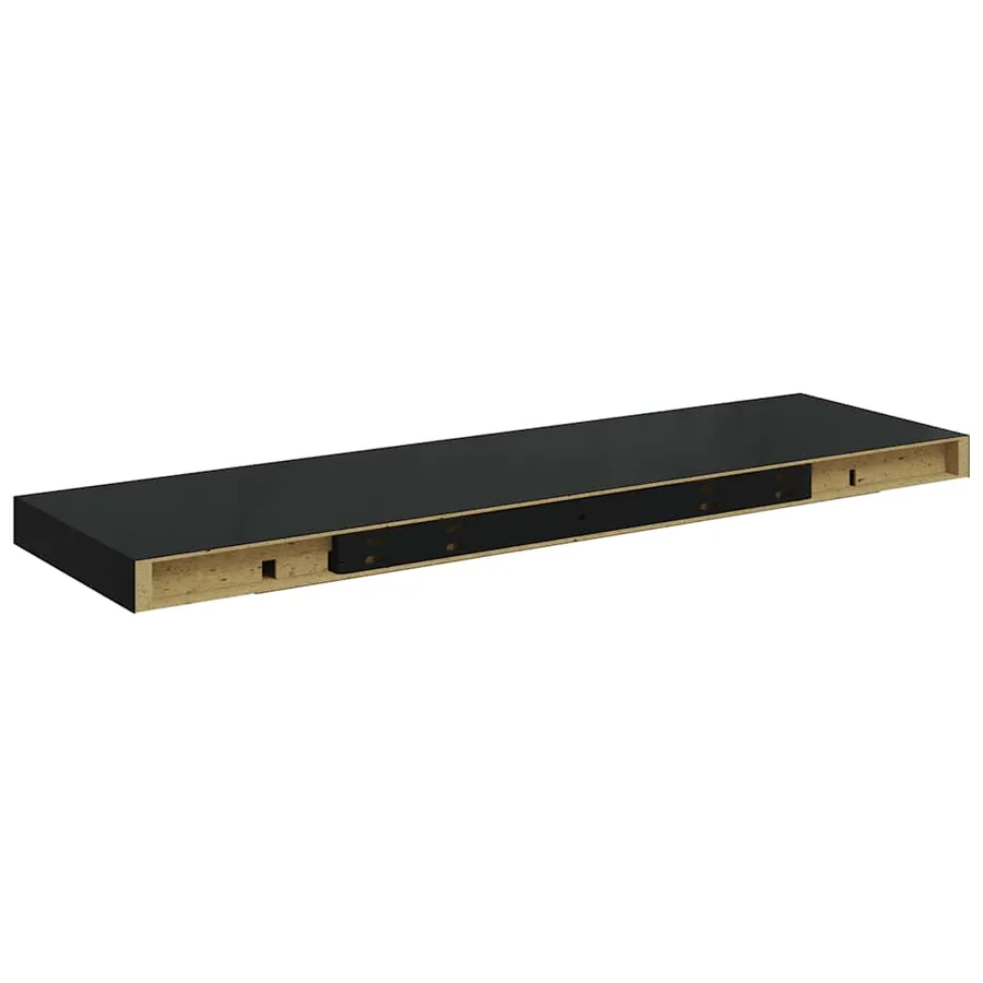 Étagère murale flottante Noir brillant 80x23,5x3,8 cm MDF - 8