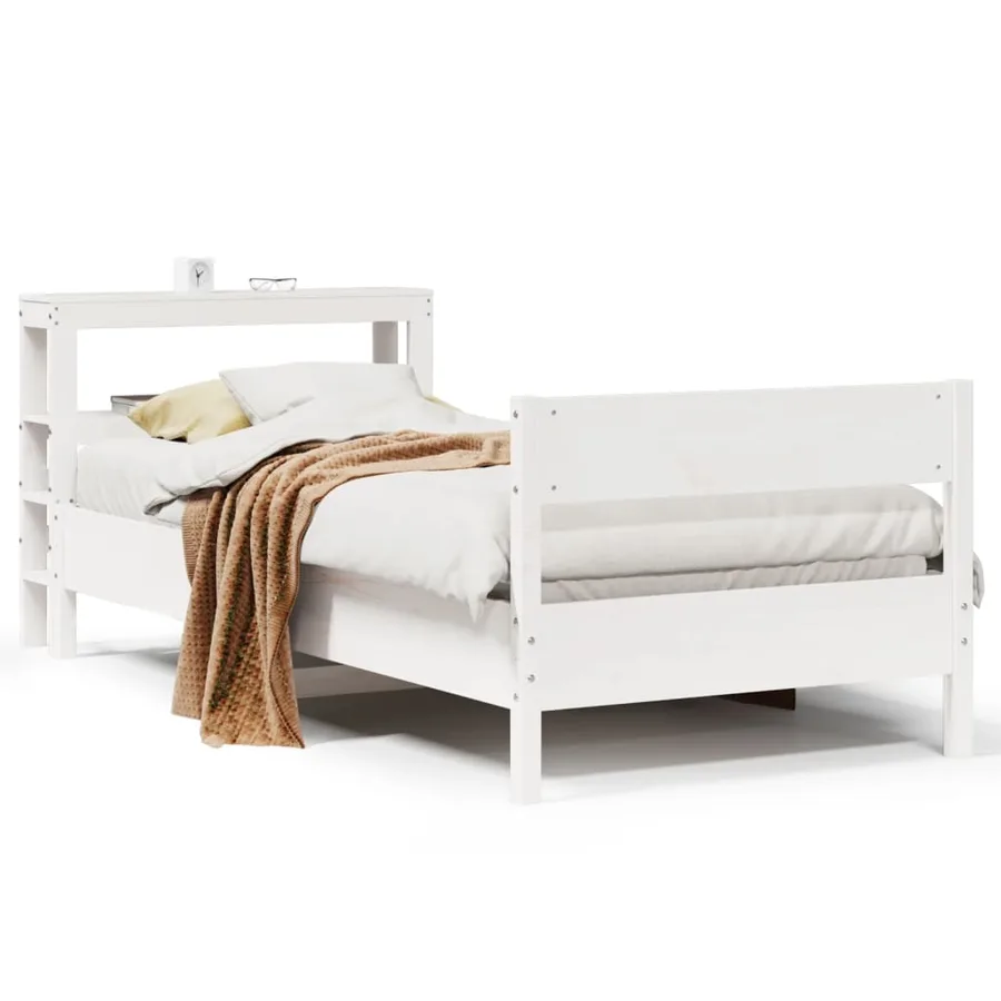 Cadre de lit sans matelas blanc 90x200 cm bois de pin massif - 2