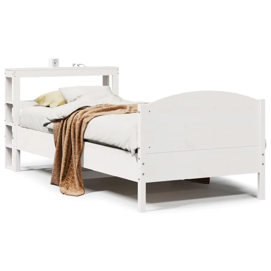 Cadre de lit sans matelas blanc 90x200 cm bois de pin massif - 2