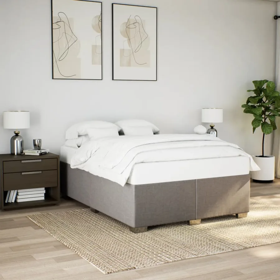 Sommier à lattes de lit avec matelas Taupe 140x190 cm Tissu - 3