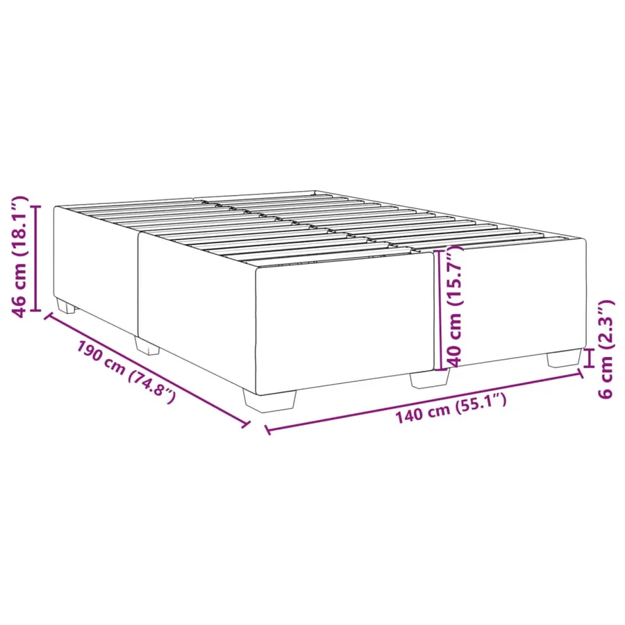 Cadre de lit sans matelas taupe 140x190 cm tissu - 9