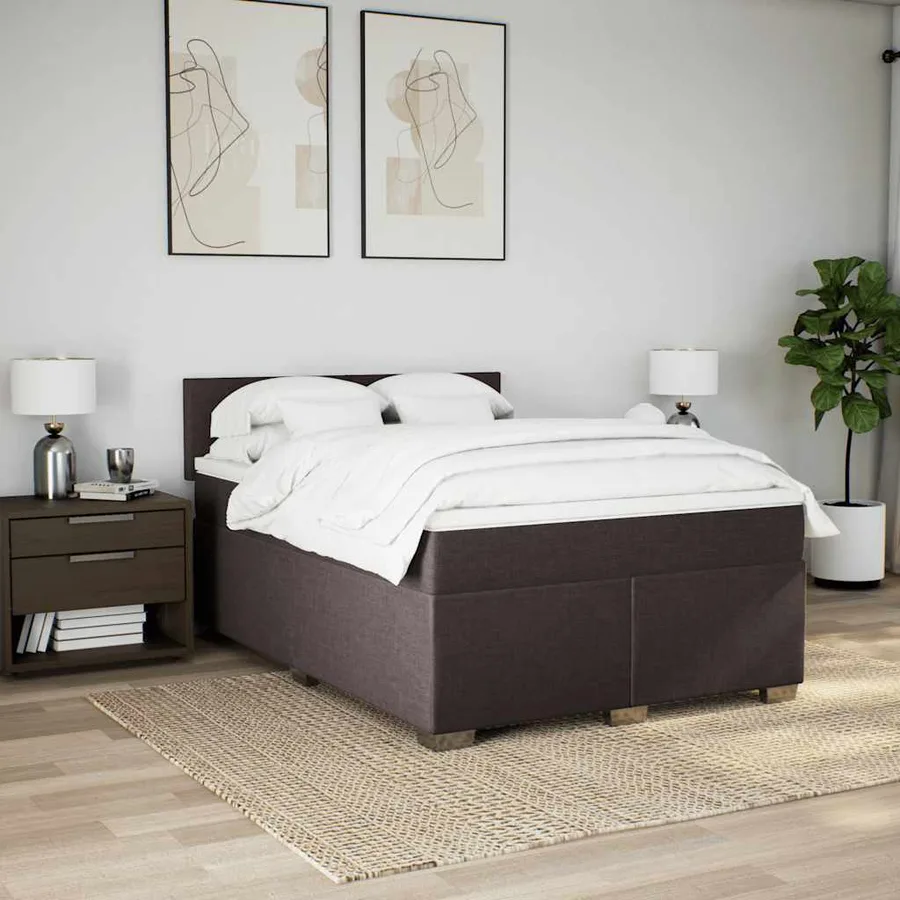 Sommier à lattes de lit avec matelas Marron foncé 140x190 cm - 4
