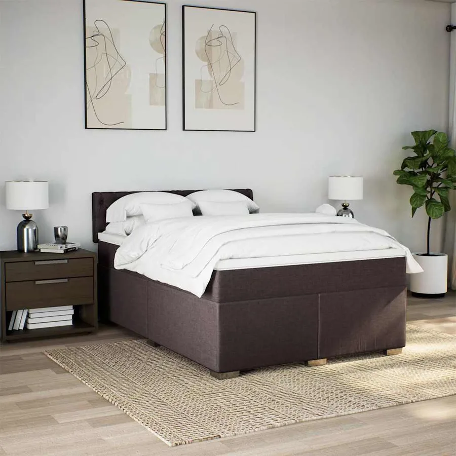 Sommier à lattes de lit avec matelas Marron foncé 140x190 cm - 4