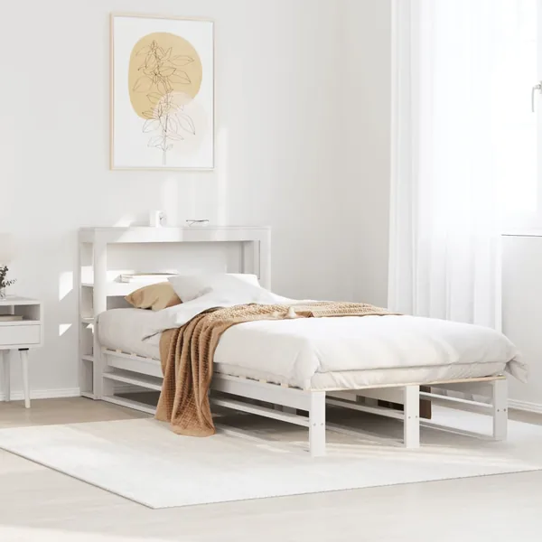 Cadre de lit sans matelas blanc 90x200 cm bois de pin massif