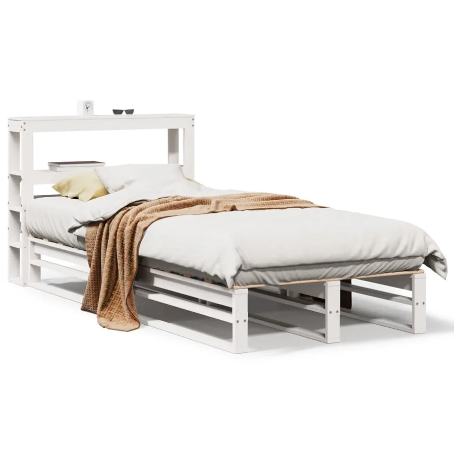 Cadre de lit sans matelas blanc 90x200 cm bois de pin massif - 2