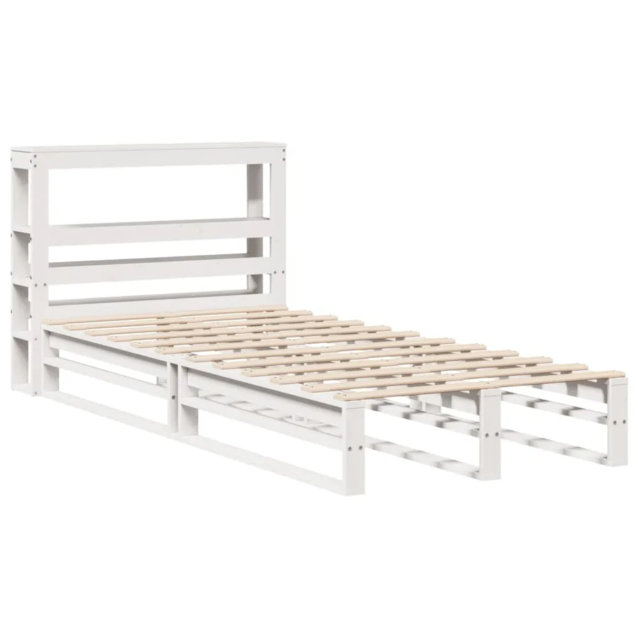 Cadre de lit sans matelas blanc 90x200 cm bois de pin massif - 3