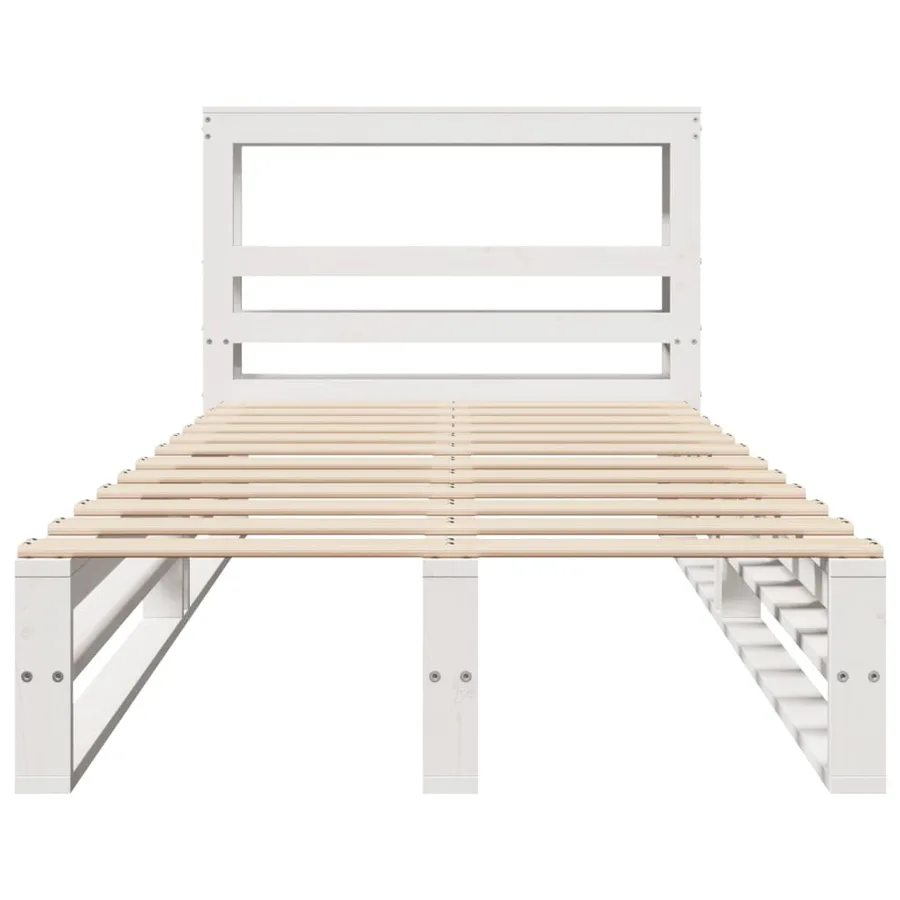 Cadre de lit sans matelas blanc 90x200 cm bois de pin massif - 4