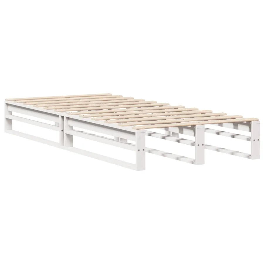 Cadre de lit sans matelas blanc 90x200 cm bois de pin massif - 5