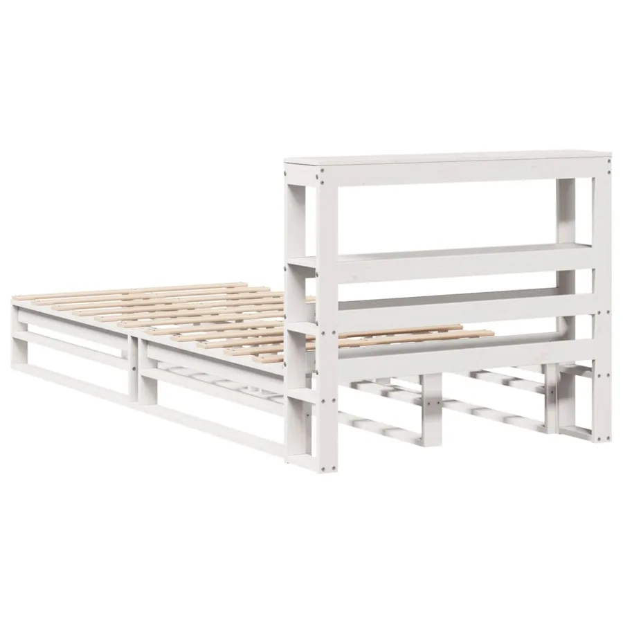 Cadre de lit sans matelas blanc 90x200 cm bois de pin massif - 8