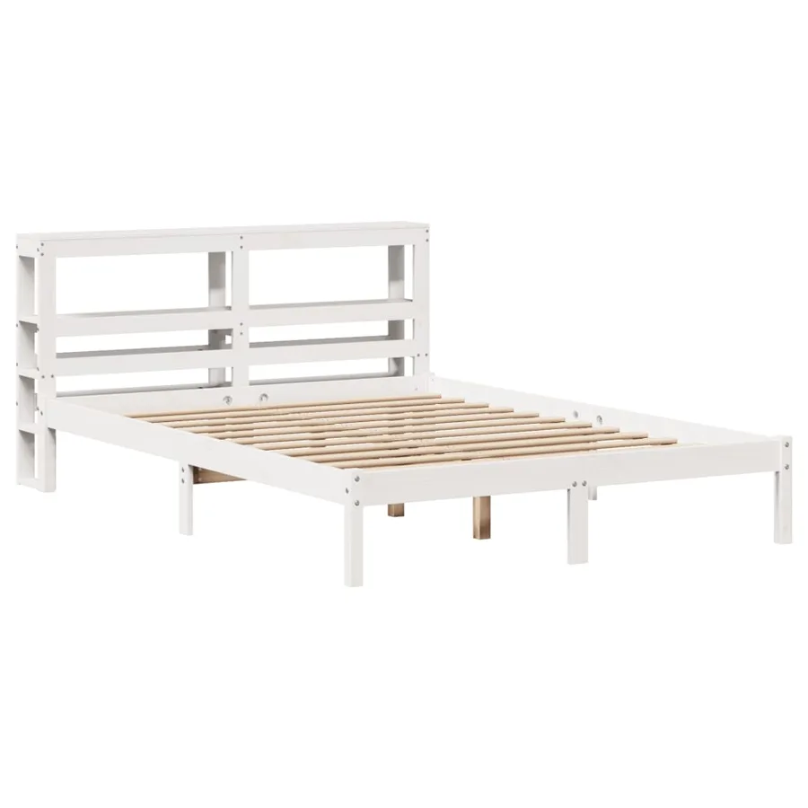 Cadre de lit sans matelas blanc 120x200 cm bois de pin massif - 3