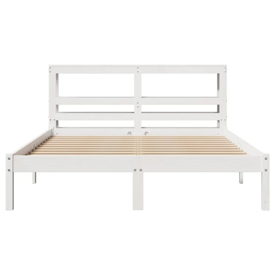 Cadre de lit sans matelas blanc 120x200 cm bois de pin massif - 4