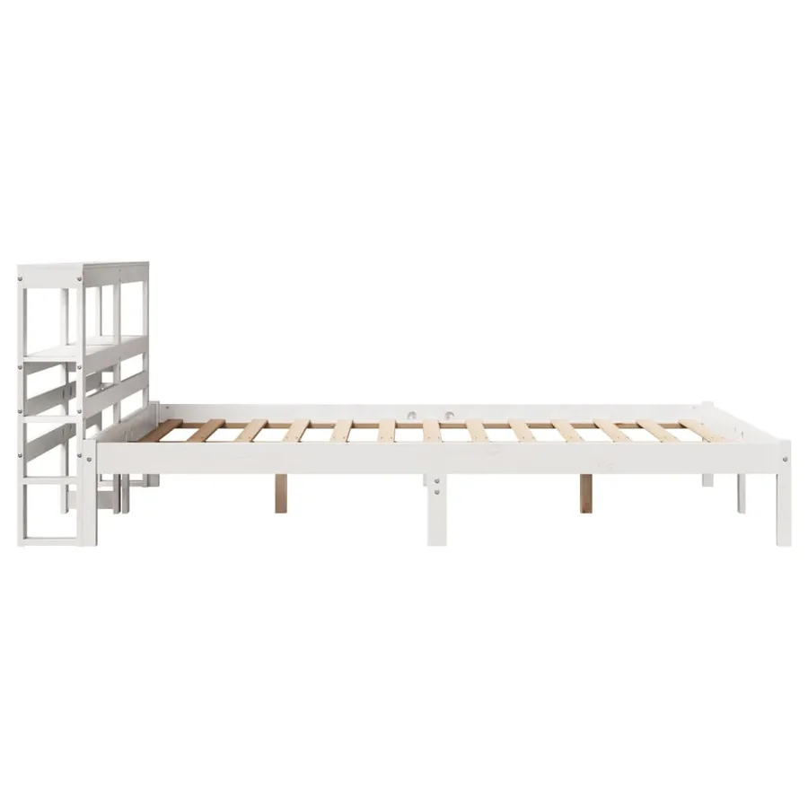 Cadre de lit sans matelas blanc 120x200 cm bois de pin massif - 5