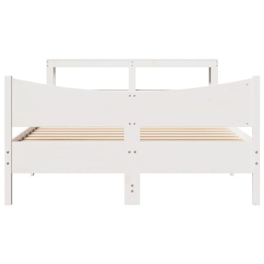 Cadre de lit avec tête de lit blanc 120x190 cm bois pin massif - 4